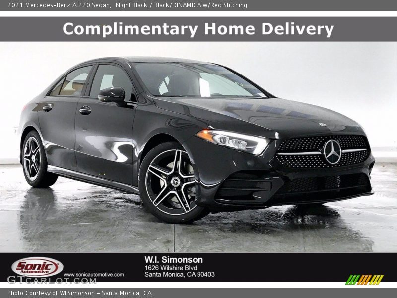 Night Black / Black/DINAMICA w/Red Stitching 2021 Mercedes-Benz A 220 Sedan