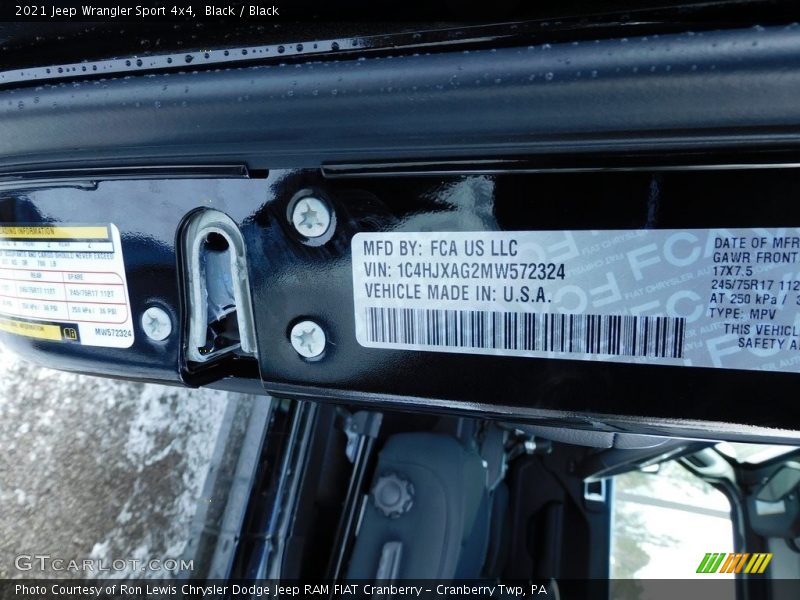 Black / Black 2021 Jeep Wrangler Sport 4x4