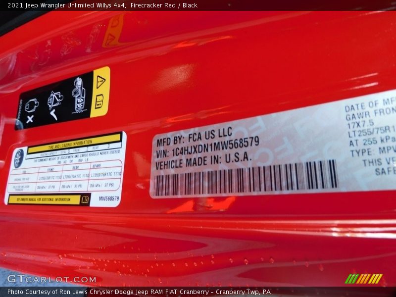 Firecracker Red / Black 2021 Jeep Wrangler Unlimited Willys 4x4