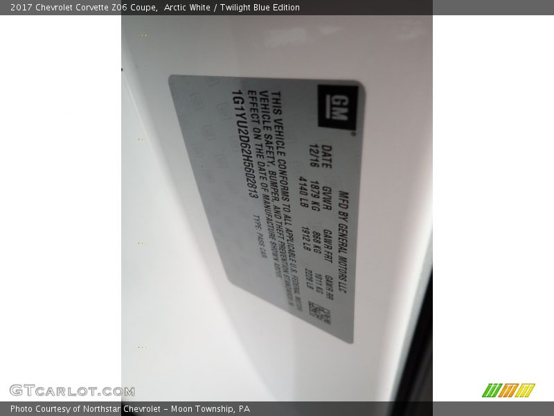 Arctic White / Twilight Blue Edition 2017 Chevrolet Corvette Z06 Coupe