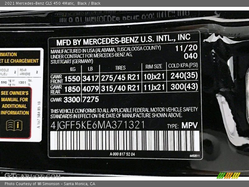 Black / Black 2021 Mercedes-Benz GLS 450 4Matic