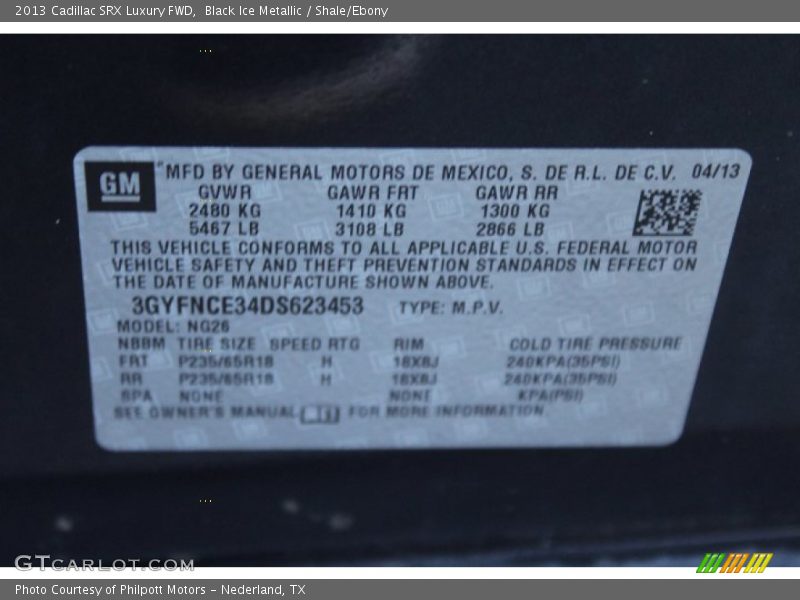 Black Ice Metallic / Shale/Ebony 2013 Cadillac SRX Luxury FWD