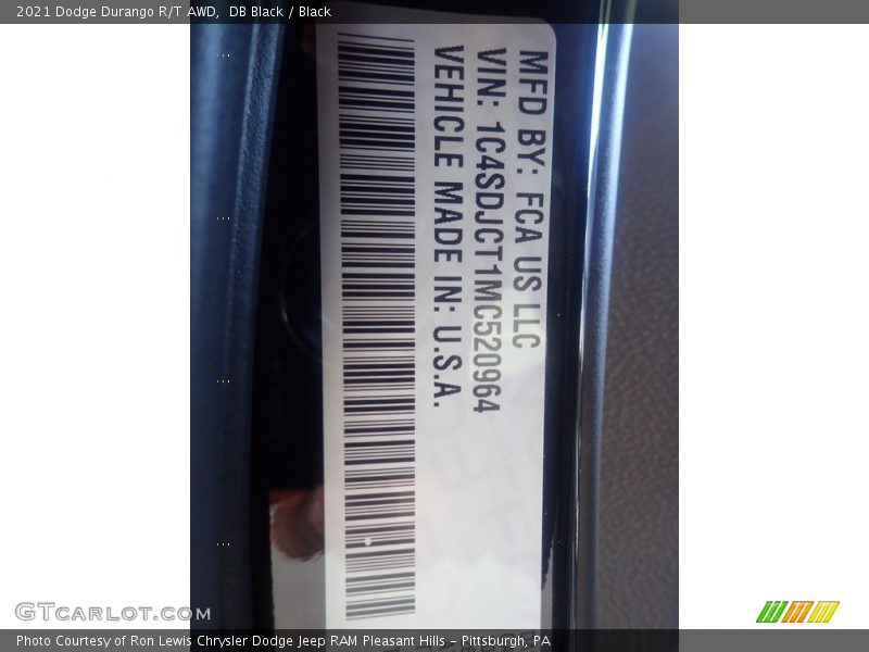 DB Black / Black 2021 Dodge Durango R/T AWD