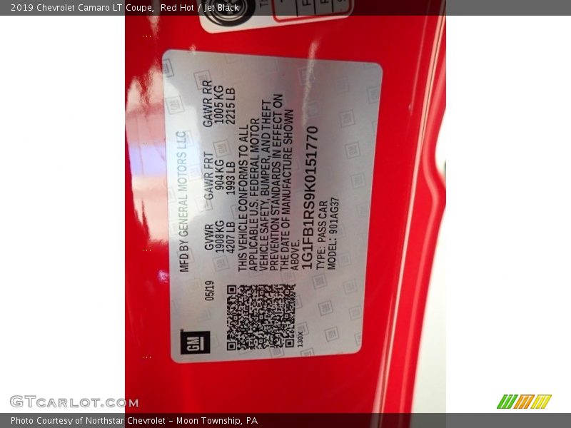Red Hot / Jet Black 2019 Chevrolet Camaro LT Coupe
