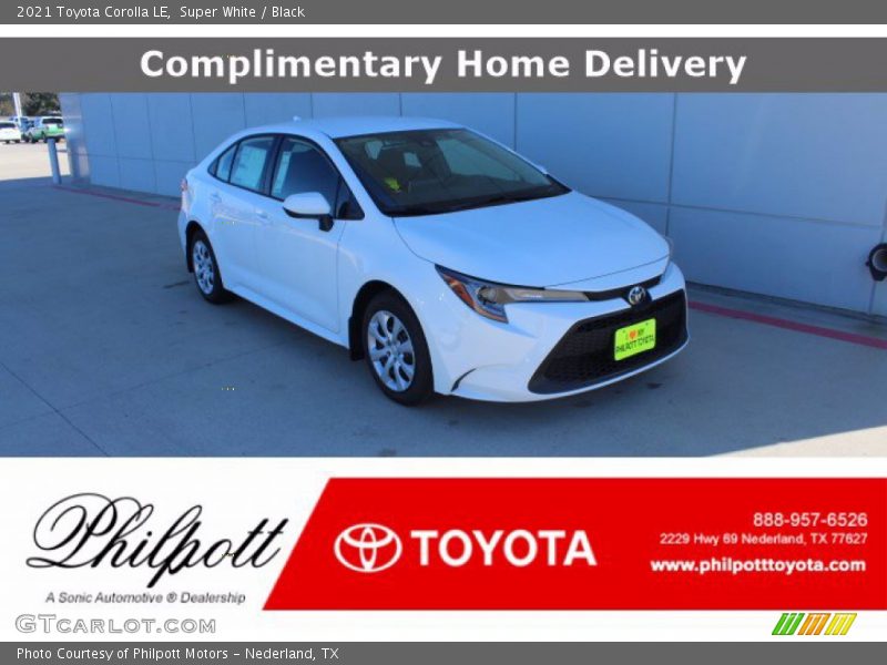 Super White / Black 2021 Toyota Corolla LE