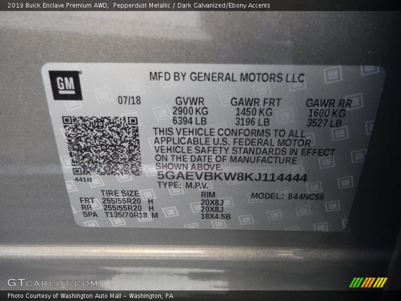 Pepperdust Metallic / Dark Galvanized/Ebony Accents 2019 Buick Enclave Premium AWD