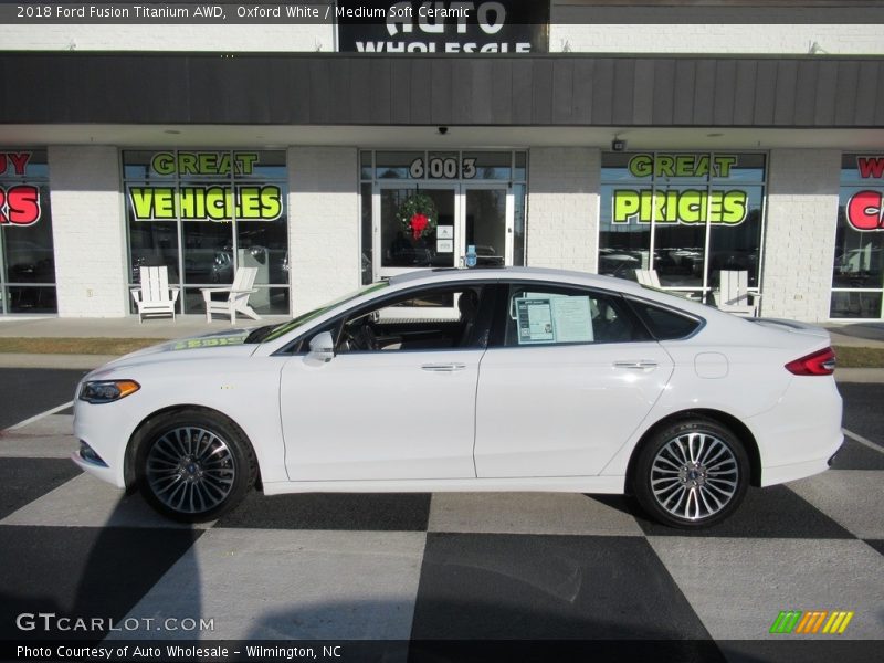 Oxford White / Medium Soft Ceramic 2018 Ford Fusion Titanium AWD