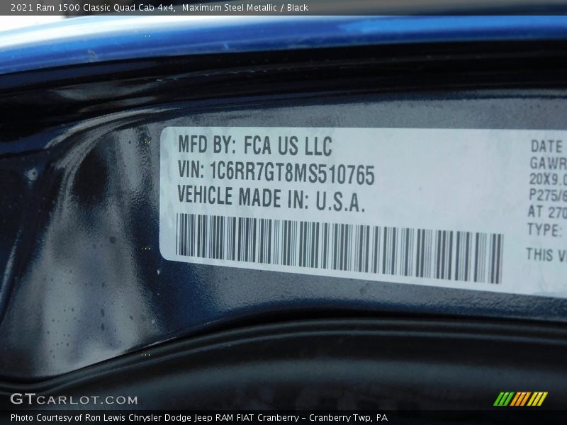 Maximum Steel Metallic / Black 2021 Ram 1500 Classic Quad Cab 4x4
