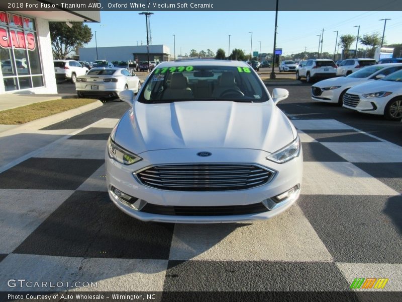 Oxford White / Medium Soft Ceramic 2018 Ford Fusion Titanium AWD