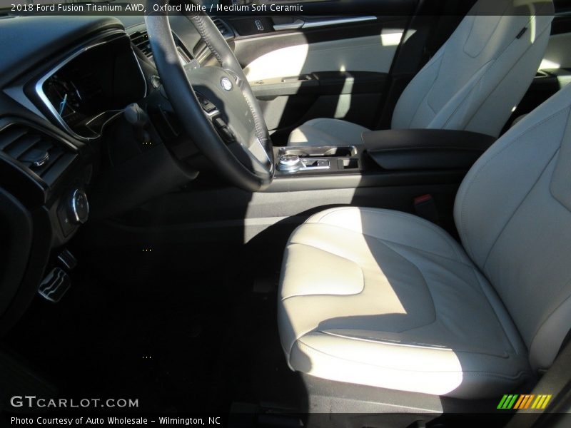 Oxford White / Medium Soft Ceramic 2018 Ford Fusion Titanium AWD