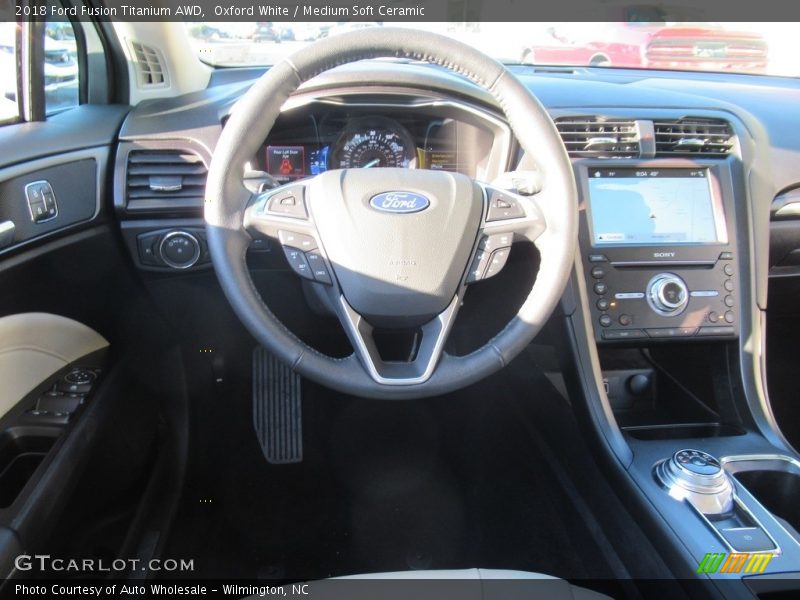 Oxford White / Medium Soft Ceramic 2018 Ford Fusion Titanium AWD