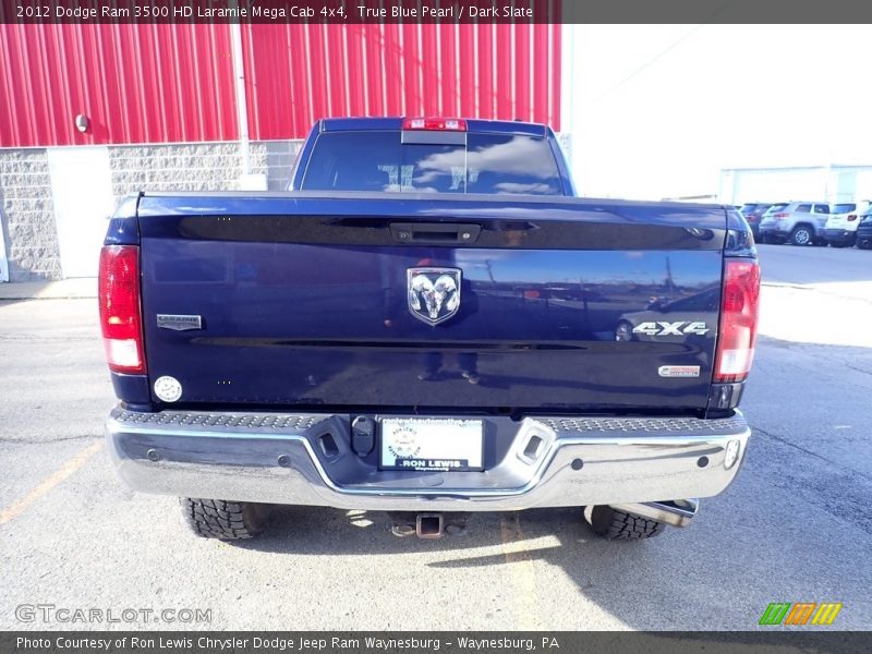 True Blue Pearl / Dark Slate 2012 Dodge Ram 3500 HD Laramie Mega Cab 4x4