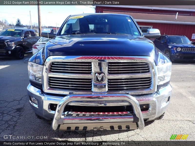 True Blue Pearl / Dark Slate 2012 Dodge Ram 3500 HD Laramie Mega Cab 4x4