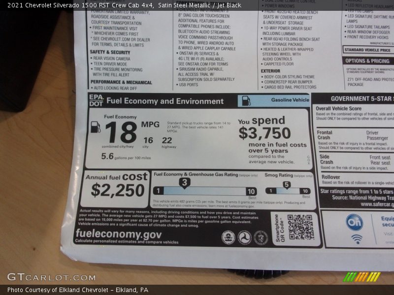 Satin Steel Metallic / Jet Black 2021 Chevrolet Silverado 1500 RST Crew Cab 4x4