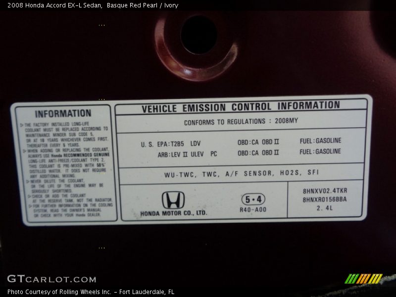 Basque Red Pearl / Ivory 2008 Honda Accord EX-L Sedan