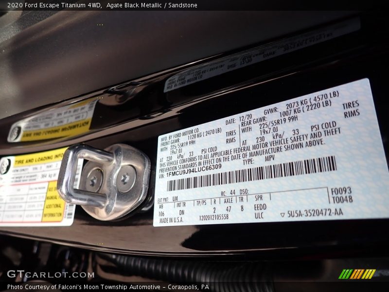 Agate Black Metallic / Sandstone 2020 Ford Escape Titanium 4WD