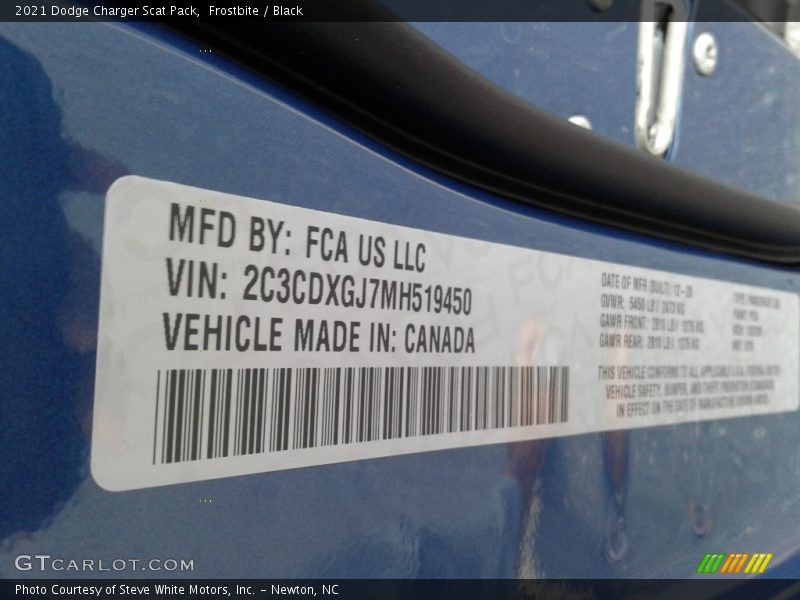 Frostbite / Black 2021 Dodge Charger Scat Pack