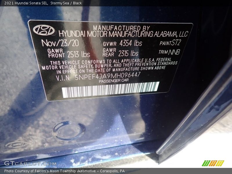 Stormy Sea / Black 2021 Hyundai Sonata SEL