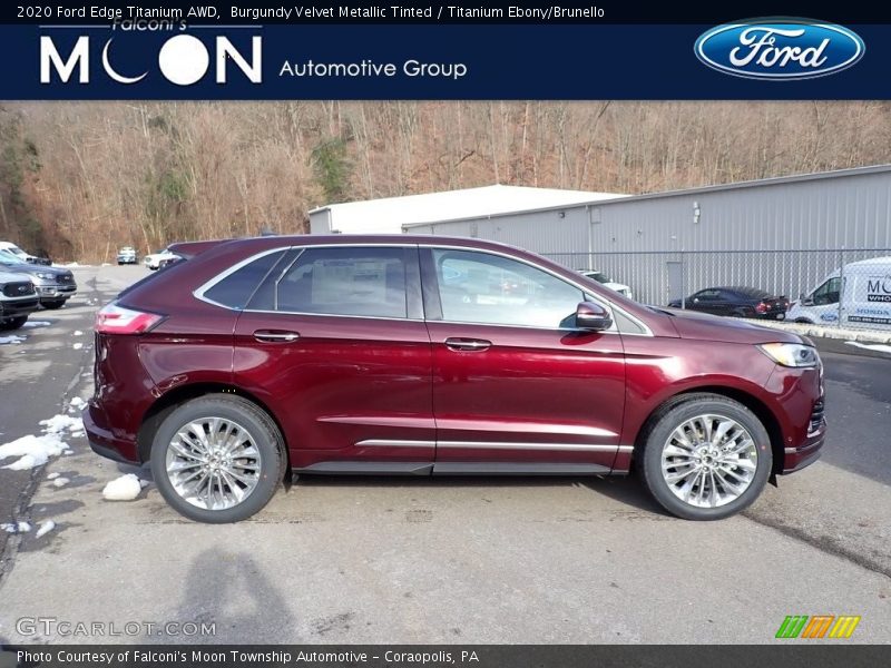 Burgundy Velvet Metallic Tinted / Titanium Ebony/Brunello 2020 Ford Edge Titanium AWD