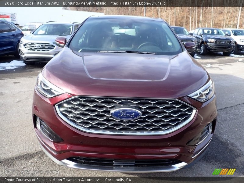Burgundy Velvet Metallic Tinted / Titanium Ebony/Brunello 2020 Ford Edge Titanium AWD