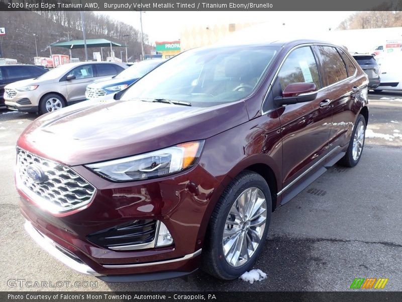 Burgundy Velvet Metallic Tinted / Titanium Ebony/Brunello 2020 Ford Edge Titanium AWD