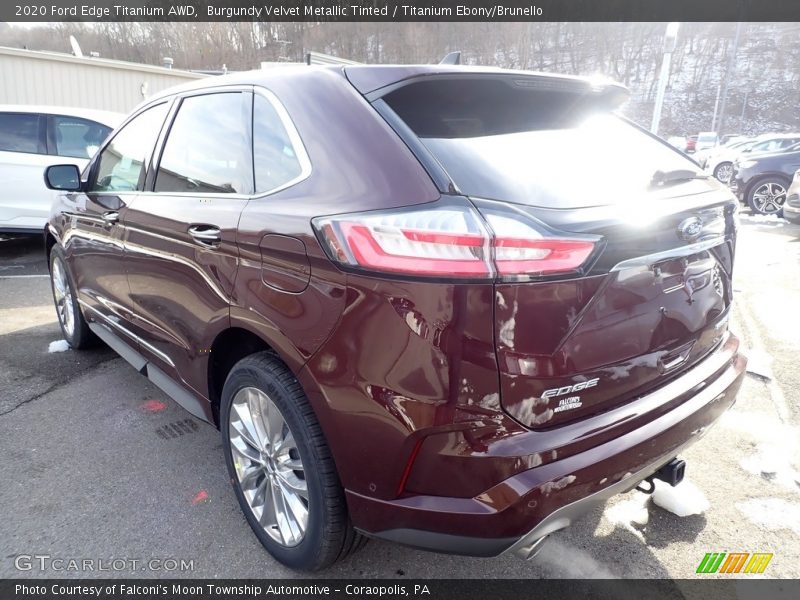 Burgundy Velvet Metallic Tinted / Titanium Ebony/Brunello 2020 Ford Edge Titanium AWD