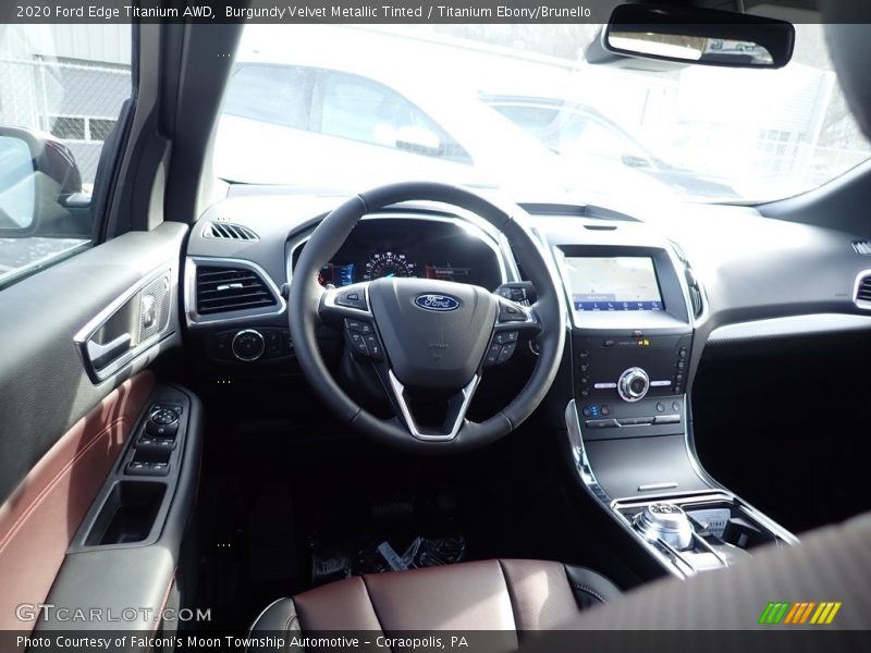 Burgundy Velvet Metallic Tinted / Titanium Ebony/Brunello 2020 Ford Edge Titanium AWD