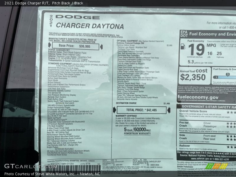  2021 Charger R/T Window Sticker