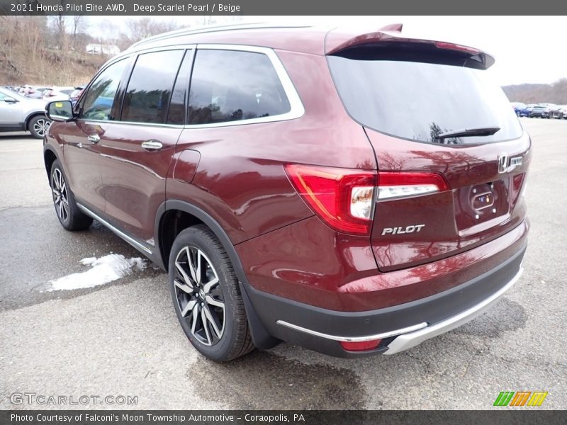 Deep Scarlet Pearl / Beige 2021 Honda Pilot Elite AWD