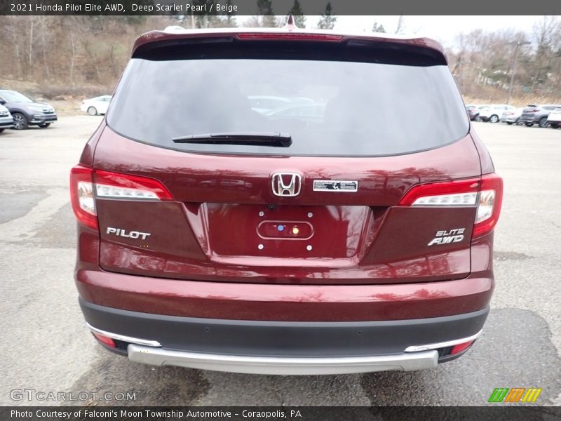 Deep Scarlet Pearl / Beige 2021 Honda Pilot Elite AWD