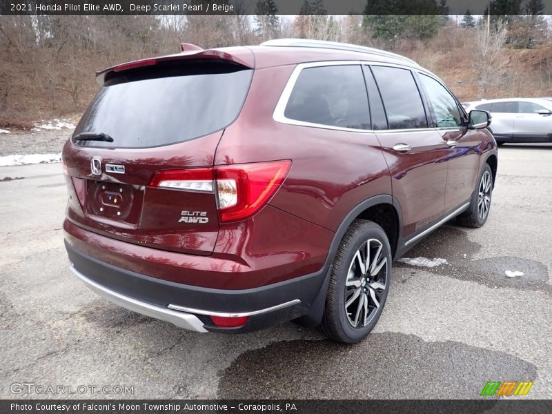 Deep Scarlet Pearl / Beige 2021 Honda Pilot Elite AWD