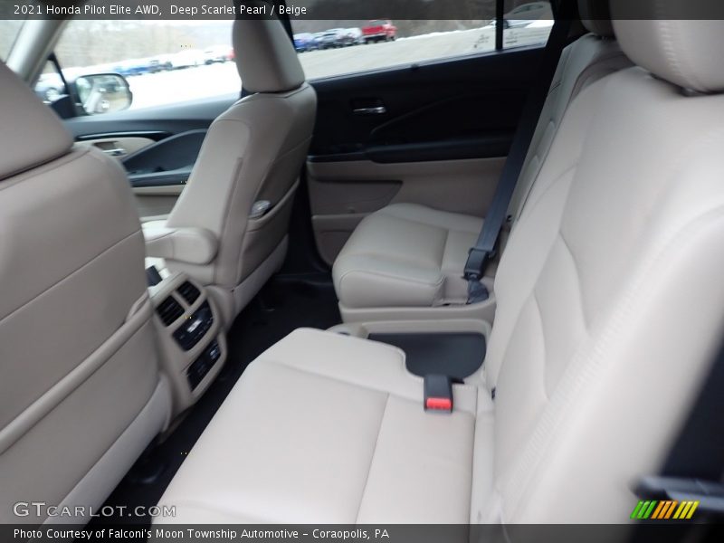 Deep Scarlet Pearl / Beige 2021 Honda Pilot Elite AWD