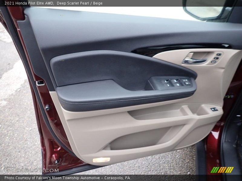 Deep Scarlet Pearl / Beige 2021 Honda Pilot Elite AWD