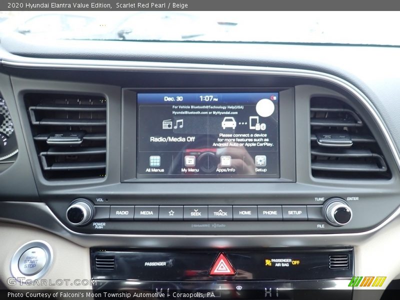 Controls of 2020 Elantra Value Edition