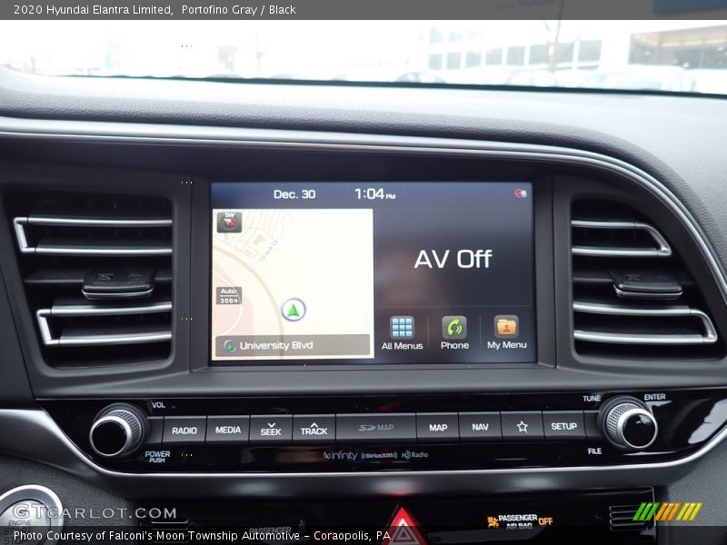 Portofino Gray / Black 2020 Hyundai Elantra Limited