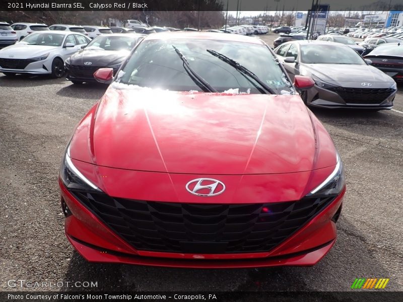 Calypso Red / Black 2021 Hyundai Elantra SEL