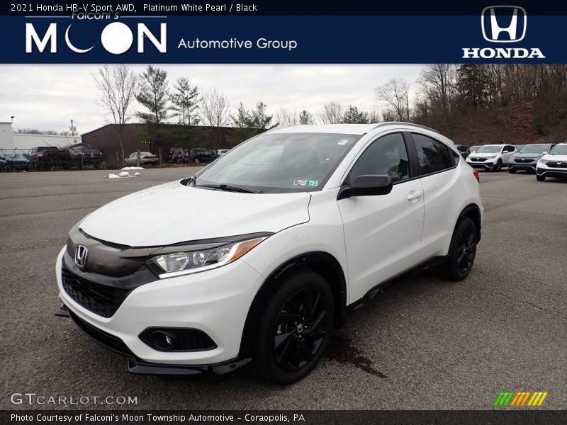 Platinum White Pearl / Black 2021 Honda HR-V Sport AWD