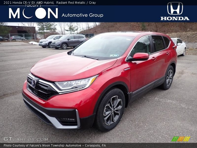 Radiant Red Metallic / Gray 2021 Honda CR-V EX AWD Hybrid