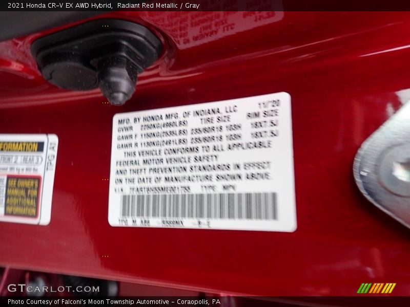 Radiant Red Metallic / Gray 2021 Honda CR-V EX AWD Hybrid