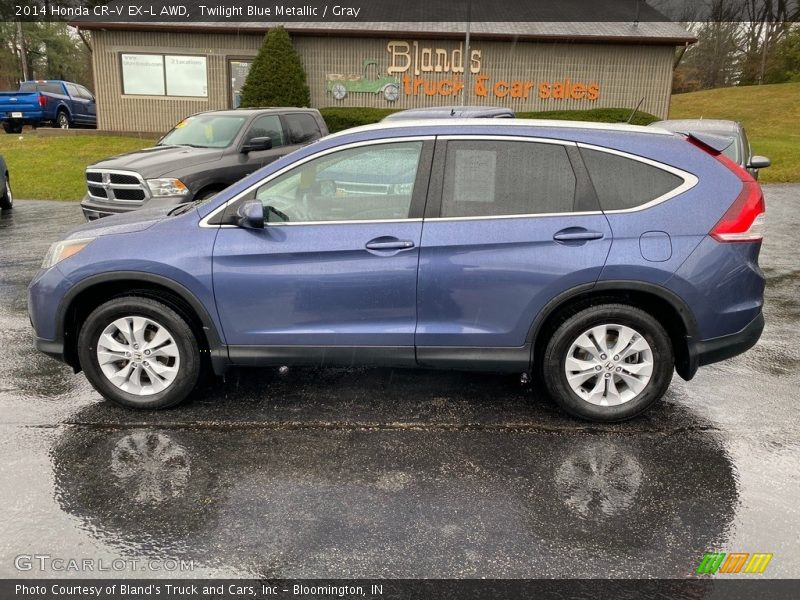 Twilight Blue Metallic / Gray 2014 Honda CR-V EX-L AWD