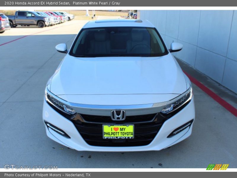 Platinum White Pearl / Gray 2020 Honda Accord EX Hybrid Sedan