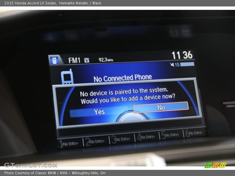 Hematite Metallic / Black 2015 Honda Accord LX Sedan