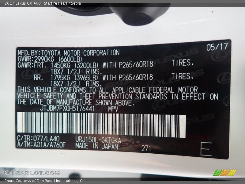 Starfire Pearl / Sepia 2017 Lexus GX 460