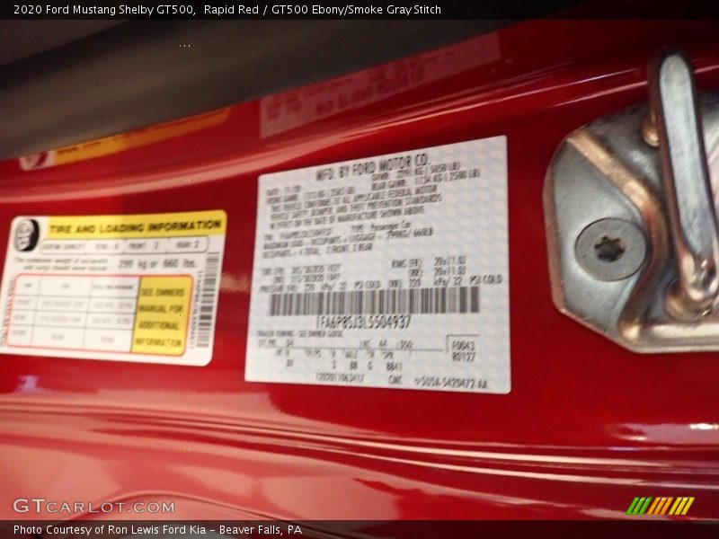 Rapid Red / GT500 Ebony/Smoke Gray Stitch 2020 Ford Mustang Shelby GT500