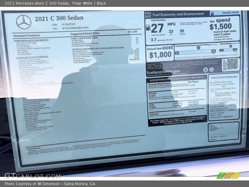 Polar White / Black 2021 Mercedes-Benz C 300 Sedan