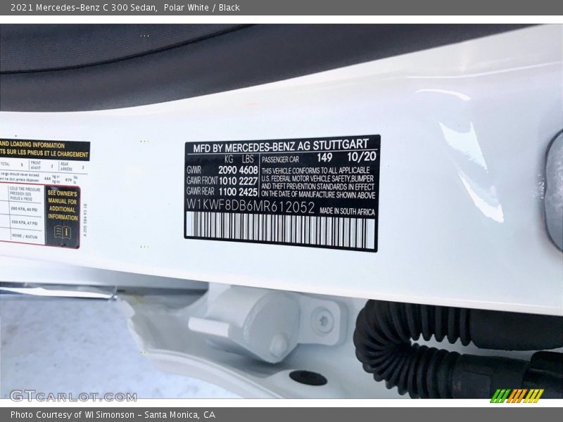 Polar White / Black 2021 Mercedes-Benz C 300 Sedan