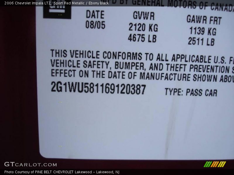 Sport Red Metallic / Ebony Black 2006 Chevrolet Impala LTZ