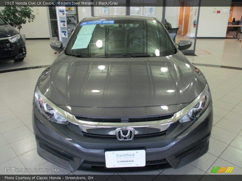 Modern Steel Metallic / Black/Gray 2018 Honda Civic LX Coupe