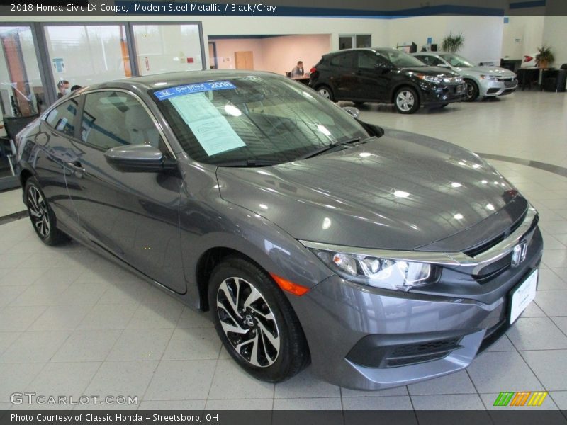 Modern Steel Metallic / Black/Gray 2018 Honda Civic LX Coupe