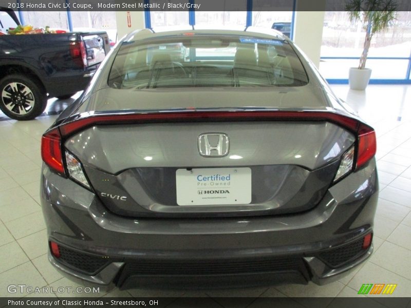 Modern Steel Metallic / Black/Gray 2018 Honda Civic LX Coupe